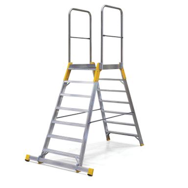 Podestleiter, Aluminium, ALVE FORTE, 2x7 Sprossen, Plattformhöhe 1,47 m
