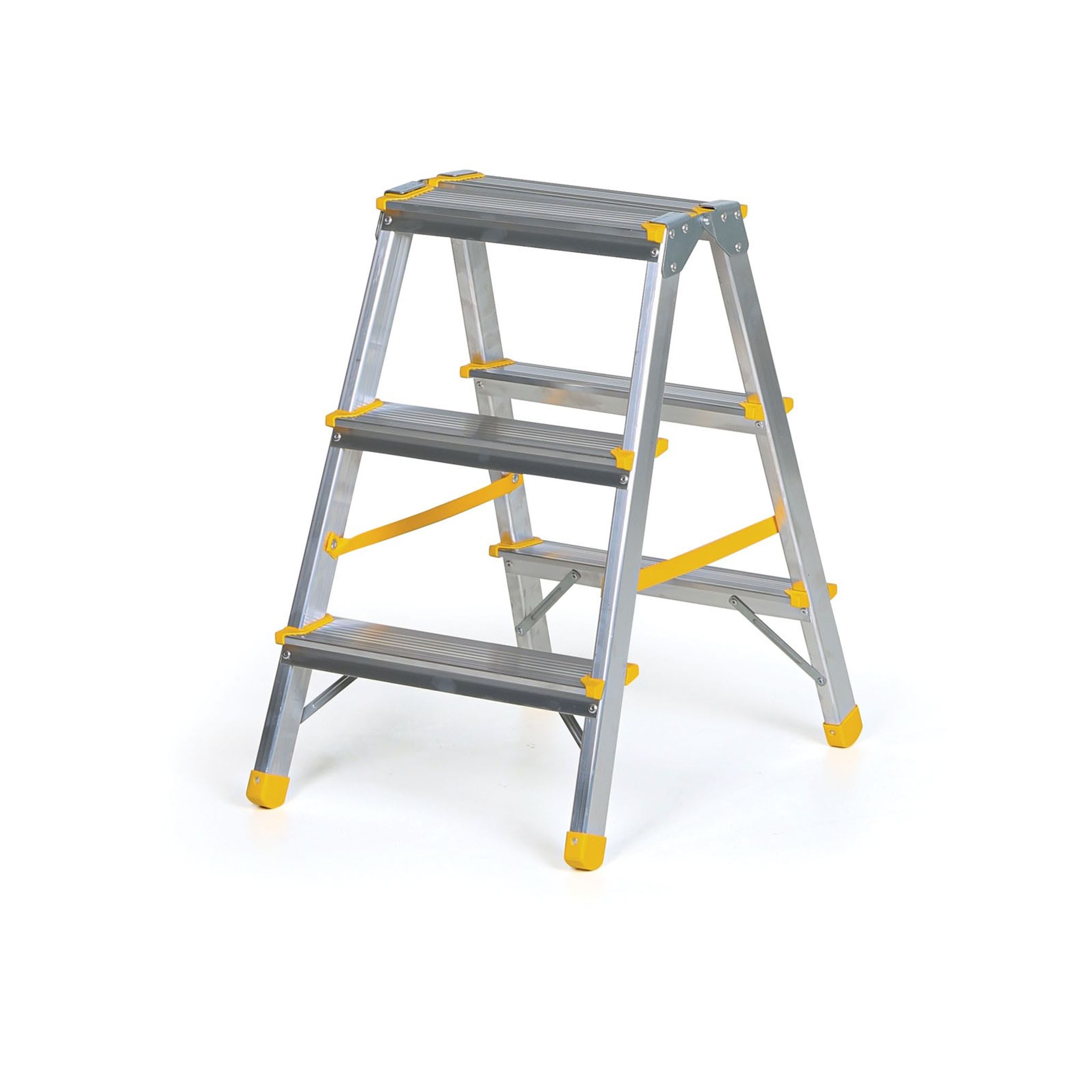 Podestleiter beidseitig aus Aluminium ALVE EUROSTYL, 2x3 Stufen, Höhe 0,6 m