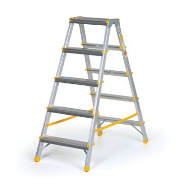 Podestleiter beidseitig aus Aluminium ALVE EUROSTYL, 2x5 Stufen, Höhe 1,04 m