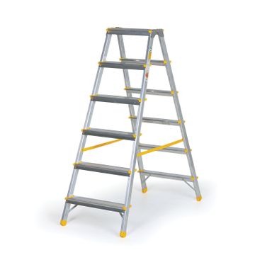 Podestleiter beidseitig aus Aluminium ALVE EUROSTYL, 2x6 Stufen, Höhe 1,26 m