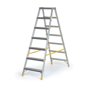 Podestleiter beidseitig aus Aluminium ALVE EUROSTYL, 2x7 Stufen, Höhe 1,46 m