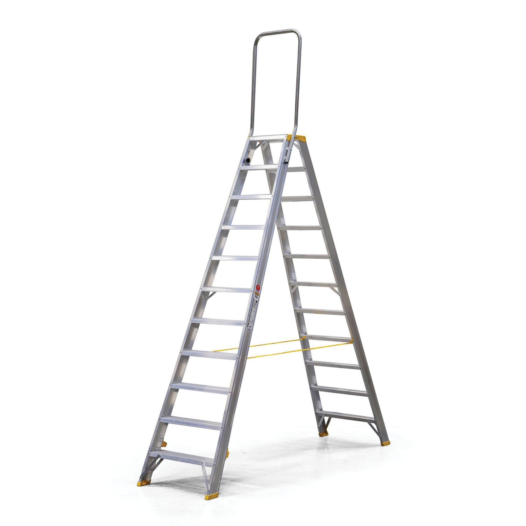 Podestleiter beidseitig aus Aluminium ALVE FORTE mit Handgriff, 2x11 Stufen, Höhe 2,34 m