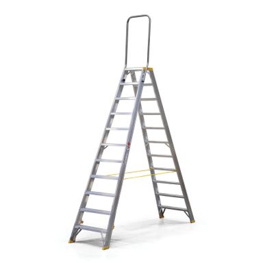 Podestleiter beidseitig aus Aluminium ALVE FORTE mit Handgriff, 2x11 Stufen, Höhe 2,34 m