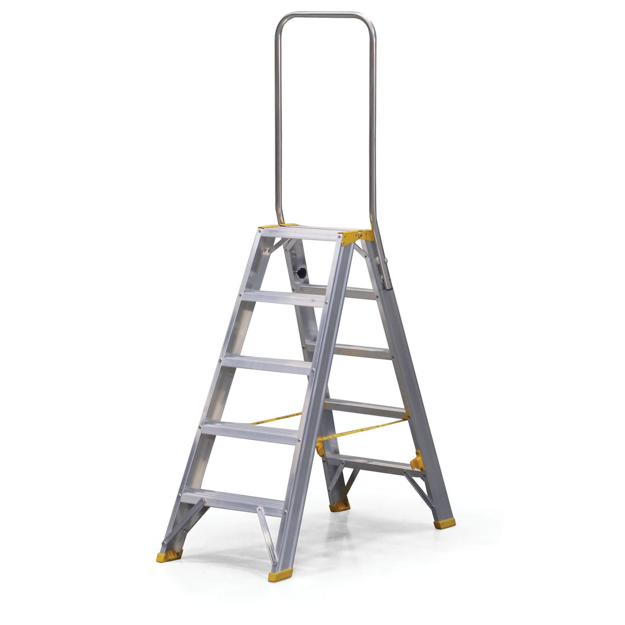 Podestleiter beidseitig aus Aluminium ALVE FORTE mit Handgriff, 2x5 Stufen, Höhe 1,07 m