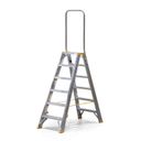 Podestleiter beidseitig aus Aluminium ALVE FORTE mit Handgriff, 2x6 Stufen, Höhe 1,28 m