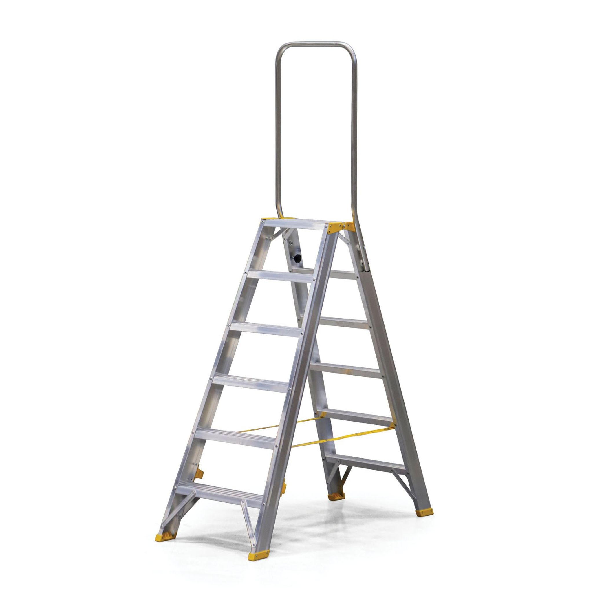 Podestleiter beidseitig aus Aluminium ALVE FORTE mit Handgriff, 2x6 Stufen, Höhe 1,28 m