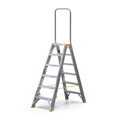 Podestleiter beidseitig aus Aluminium ALVE FORTE mit Handgriff, 2x6 Stufen, Höhe 1,28 m