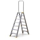 Podestleiter beidseitig aus Aluminium ALVE FORTE mit Handgriff, 2x7 Stufen, Höhe 1,49 m