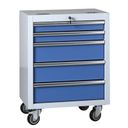 Pojazdný dielenský box na náradie EXPERT, 5 zásuviek, 645 x 460 x 860 mm, modrá