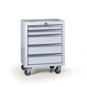 Pojazdný dielenský box na náradie G2, 5 zásuviek, 645 x 460 x 860 mm, sivá