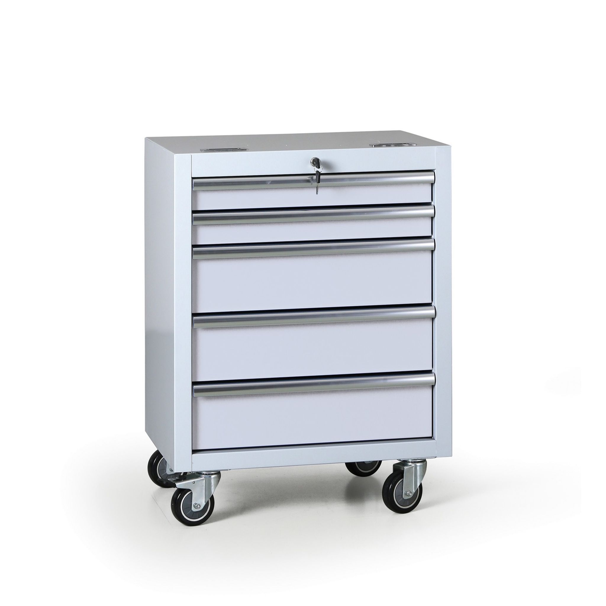 Pojízdný dílenský box na nářadí EXPERT, 5 zásuvek, 645 x 460 x 860 mm, šedá