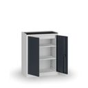 Policová dílenská skříň 2-dveřová, 2 police + 1 zásuvka, 1180 × 950 × 500 mm, grafitové dveře