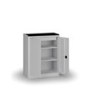 Policová dílenská skříň 2-dveřová, 2 police + 1 zásuvka, 1180 × 950 × 500 mm, šedé dveře