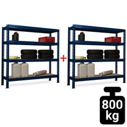Policový regál 1+1 ZADARMO, 2000x2000x600 mm, nosnosť 800 kg, modrý