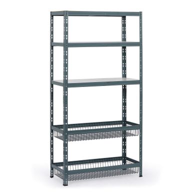 Policový regál s koši, 1790 x 900 x 400 mm, nosnost 175 kg, 3 police + 2 koše