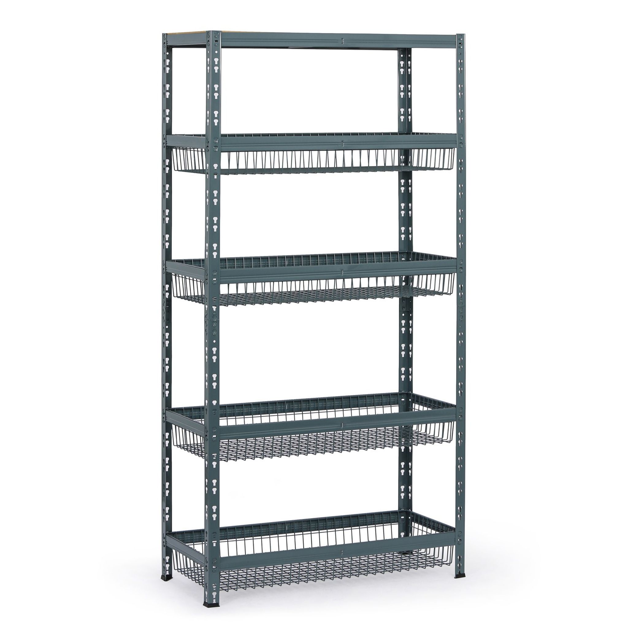 Policový regál s košmi, 1790 x 900 x 400 mm, nosnosť 175 kg, 1 polica + 4 koše