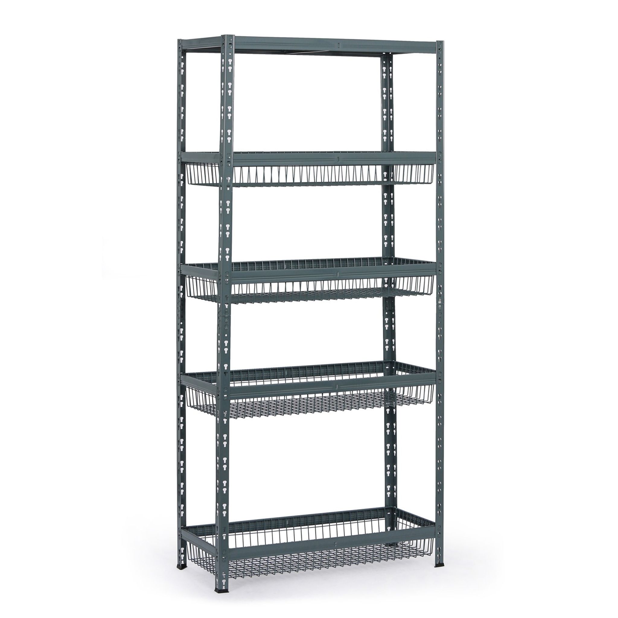Policový regál s košmi, 1954 x 900 x 400 mm, nosnosť 175 kg, 1 polica + 4 koše