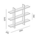Półka biurowa ścienna potrójna SOLID, 1250 x 200 x 1075 mm, naturalny dąb