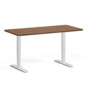 Polohovací stůl se zaoblenými rohy, 160x80 cm, 2 motory, bílá podnož, ořech