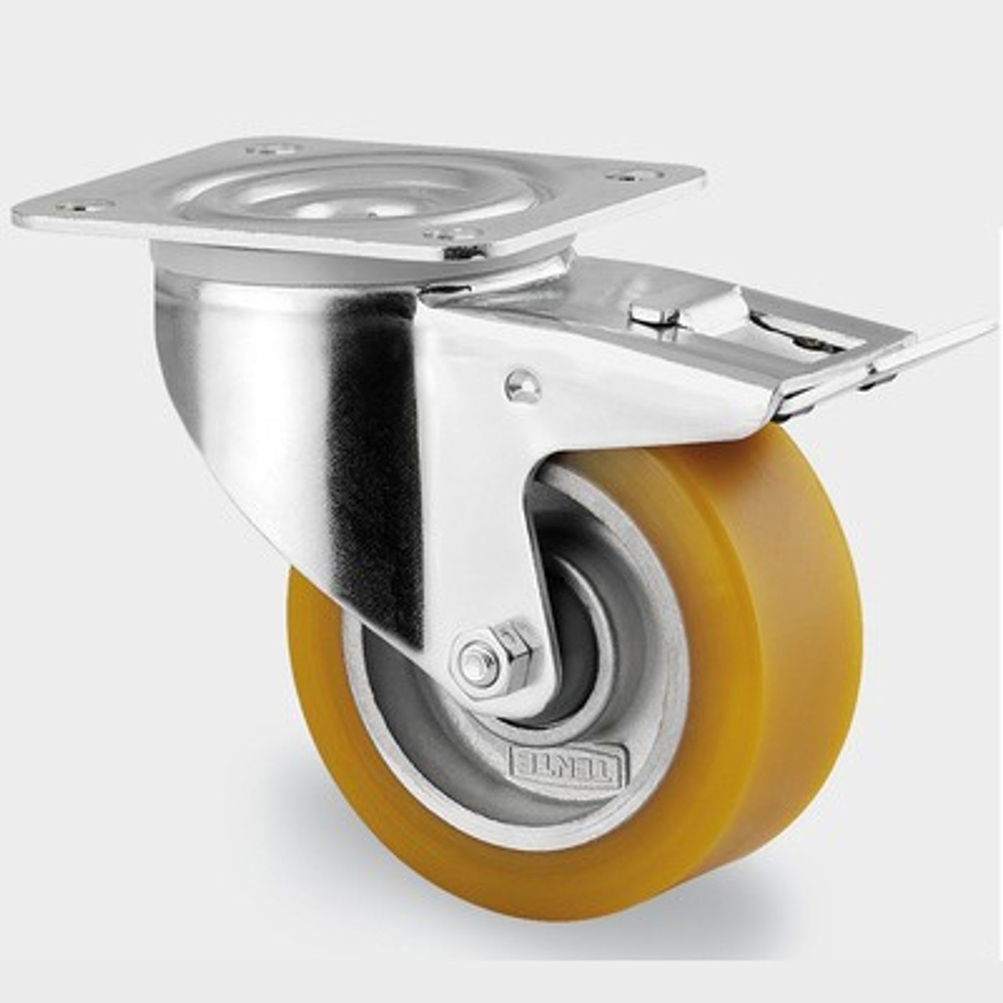 Polyurethanrad TENTE, drehbar mit Bremse, 100 mm, Tragfähigkeit 200 kg