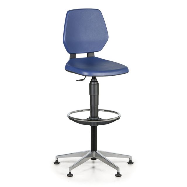 Pracovná stolička ALLOY PU, vysoká, klzáky, modrá
