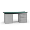 Pracovní stůl do dílny G8, 1800 x 750 x 800 mm, 1x skříňka, 1x kontejner, 4 zásuvky, šedá