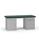 Pracovní stůl do dílny G8, 1800 x 750 x 800 mm, 1x skříňka, 1x kontejner, 6 zásuvek, šedá