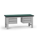 Pracovní stůl do dílny G8, 1800 x 750 x 800 mm, 2x kontejner, 4 zásuvky, šedá