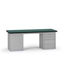 Pracovní stůl do dílny G8, 2100 x 750 x 800 mm, 1x skříňka, 1x kontejner, 4 zásuvky, šedá