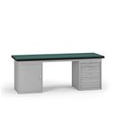 Pracovní stůl do dílny G8, 2100 x 750 x 800 mm, 1x skříňka, 1x kontejner, 6 zásuvek, šedá