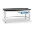 Pracovný stôl do dielne BL so závesným boxom na náradie, MDF + PVC doska, 1 zásuvka, 2100 x 750 x 800 mm
