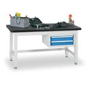 Pracovný stôl do dielne BL so závesným boxom na náradie, MDF + PVC doska, 2 zásuvky, 1500 x 750 x 800 mm
