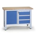 Pracovný stôl do dielne EXPERT, 3 zásuvky, 1 skrinka, 1200 x 600 x 860 - 900 mm, modrá