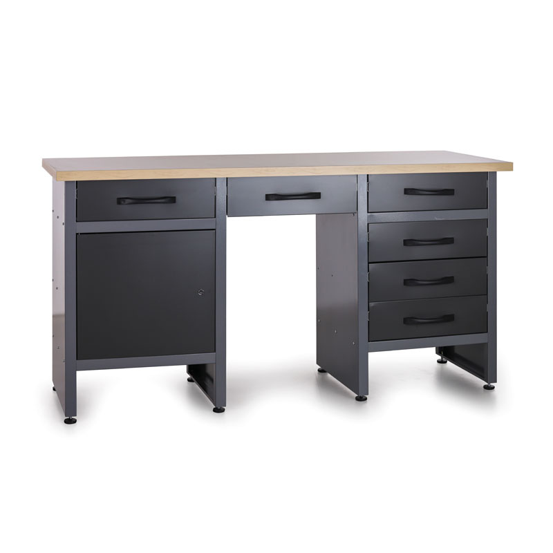 Fotografia produktu: Pracovný stôl do dielne G1, 840 x 1600 x 600 mm, 6 zásuviek, 1 skrinka