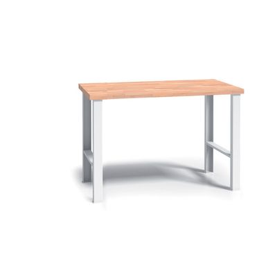 Pracovný stôl do dielne G3, buková škárovka, pevné kovové nohy, 1500 mm