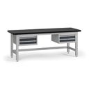 Pracovný stôl do dielne G4 s 2 závesnými boxami na náradie, MDF + PVC doska, 4 zásuvky, 2100 x 750 x 800 mm, grafit