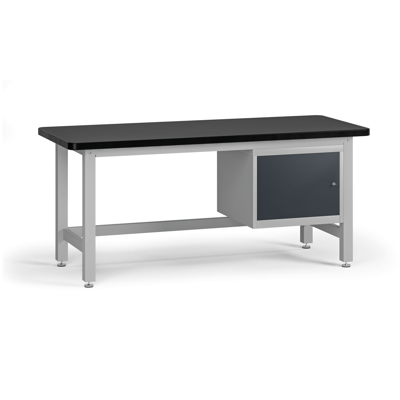 Fotografia produktu: Pracovný stôl do dielne G4 so závesnou skrinkou na náradie, MDF + PVC doska, 1800 x 750 x 800 mm, grafit