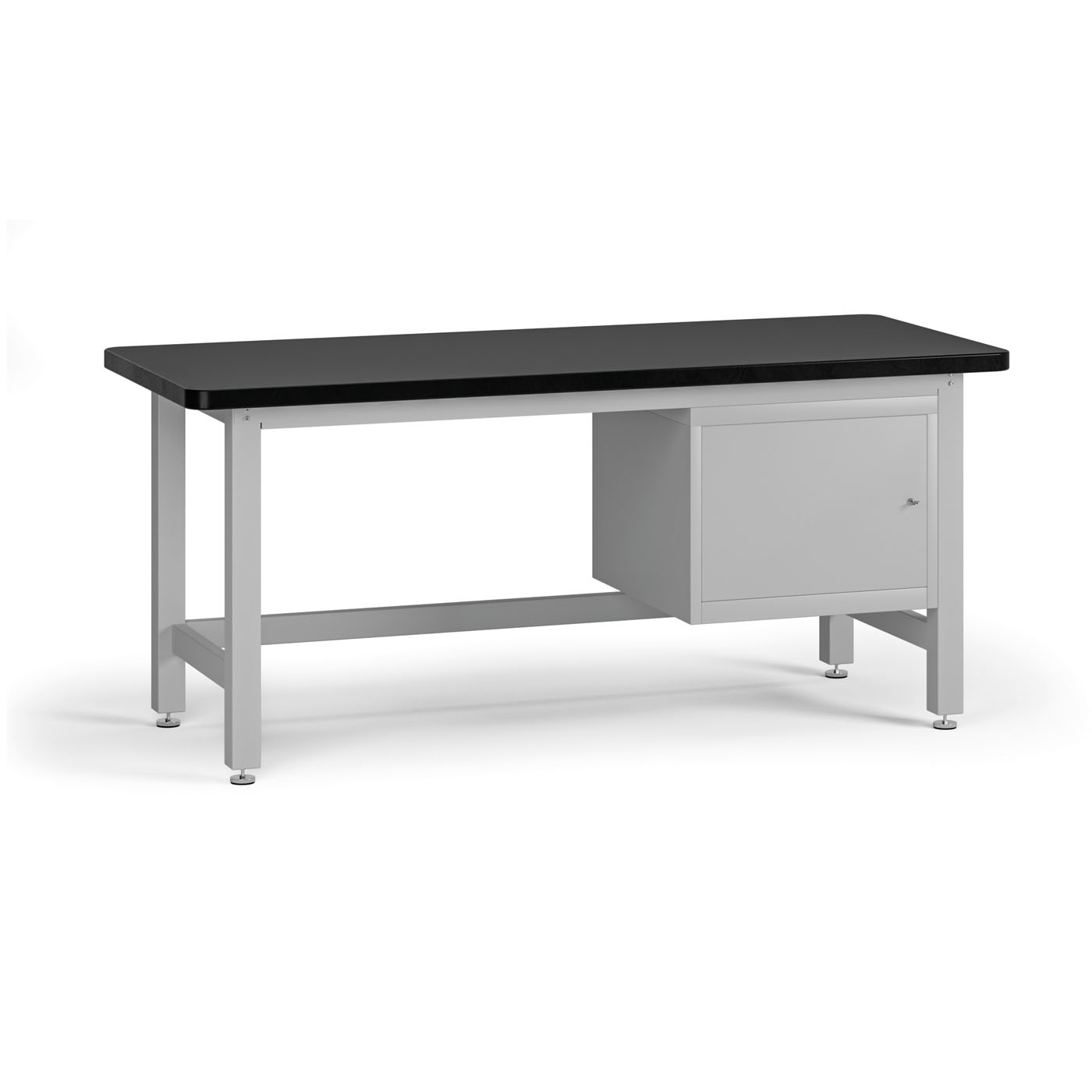 Fotografia produktu: Pracovný stôl do dielne G4 so závesnou skrinkou na náradie, MDF + PVC doska, 1800 x 750 x 800 mm, sivá