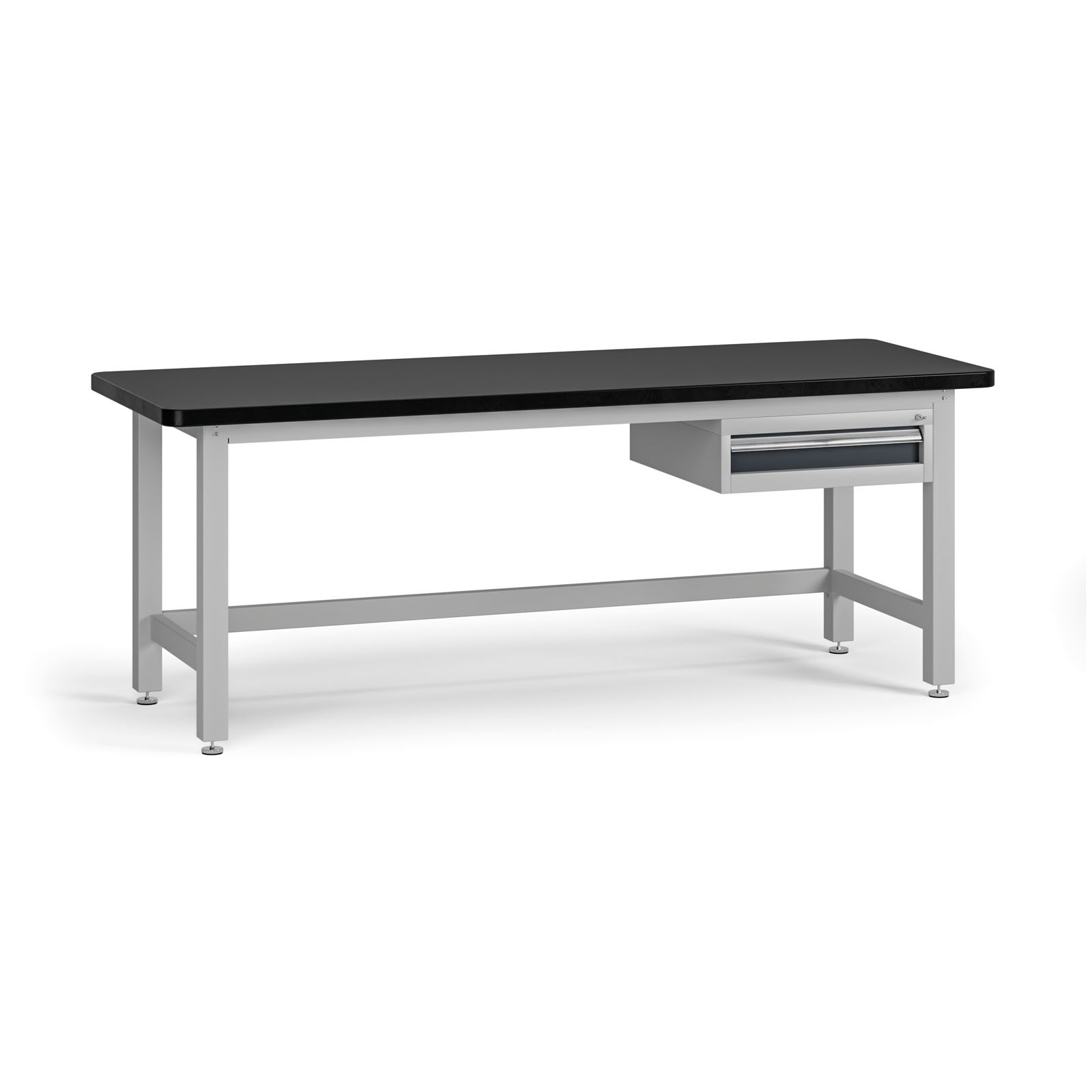 Fotografia produktu: Pracovný stôl do dielne G4 so závesným boxom na náradie, MDF + PVC doska, 1 zásuvka, 2100 x 750 x 800 mm, grafit