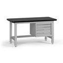 Pracovný stôl do dielne G4 so závesným boxom na náradie, MDF + PVC doska, 4 zásuvky, 1500 x 750 x 800 mm, sivá