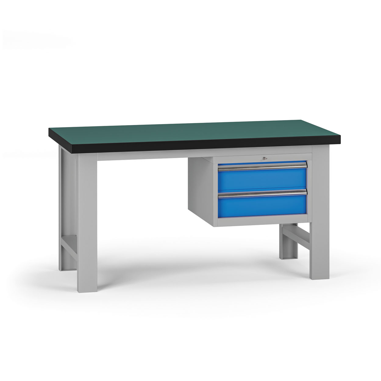 Fotografia produktu: Pracovný stôl do dielne G8, 1500 x 750 x 800 mm, 1x kontejner, 2 zásuvky, modrá