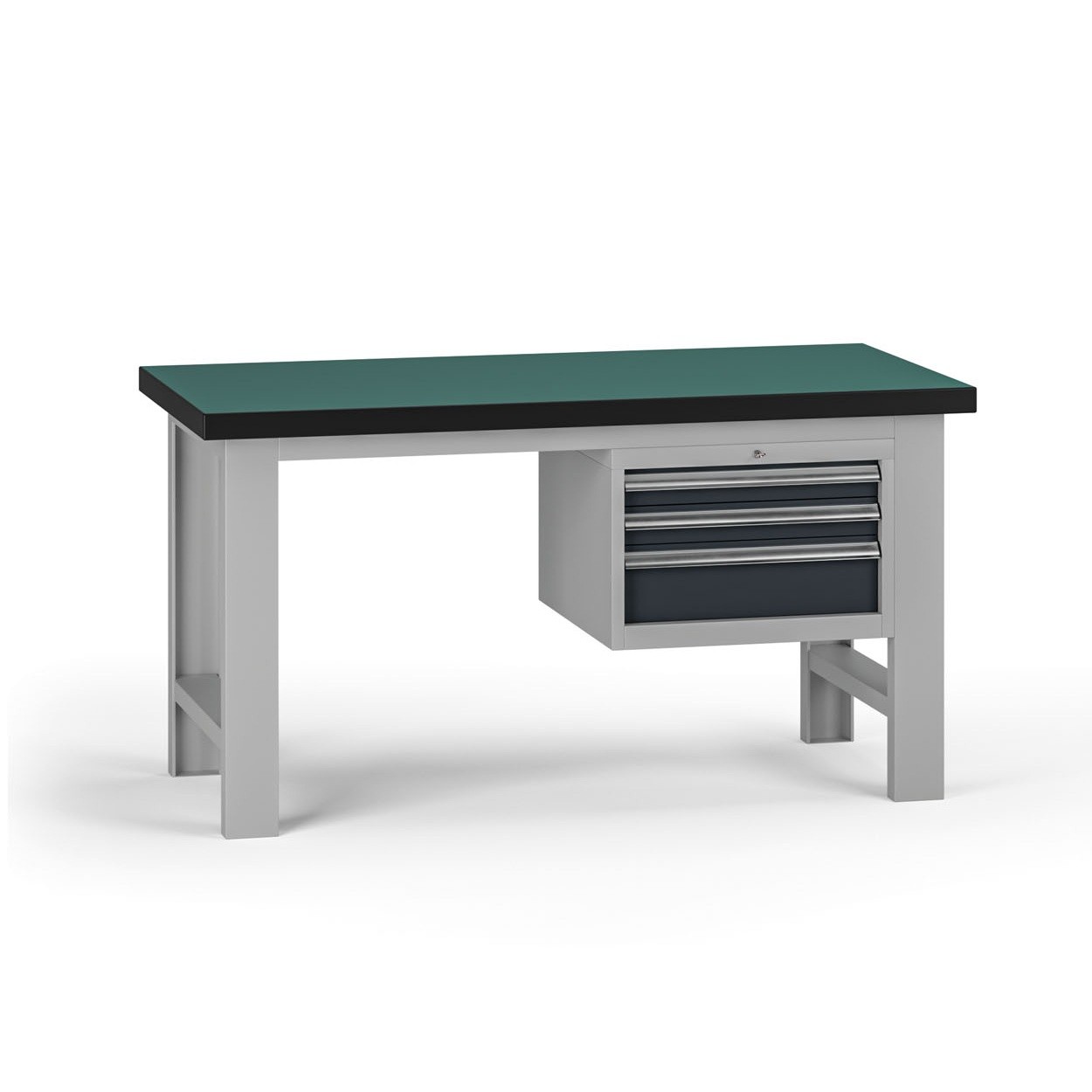 Fotografia produktu: Pracovný stôl do dielne G8, 1500 x 750 x 800 mm, 1x kontejner, 3 zásuvky, grafit