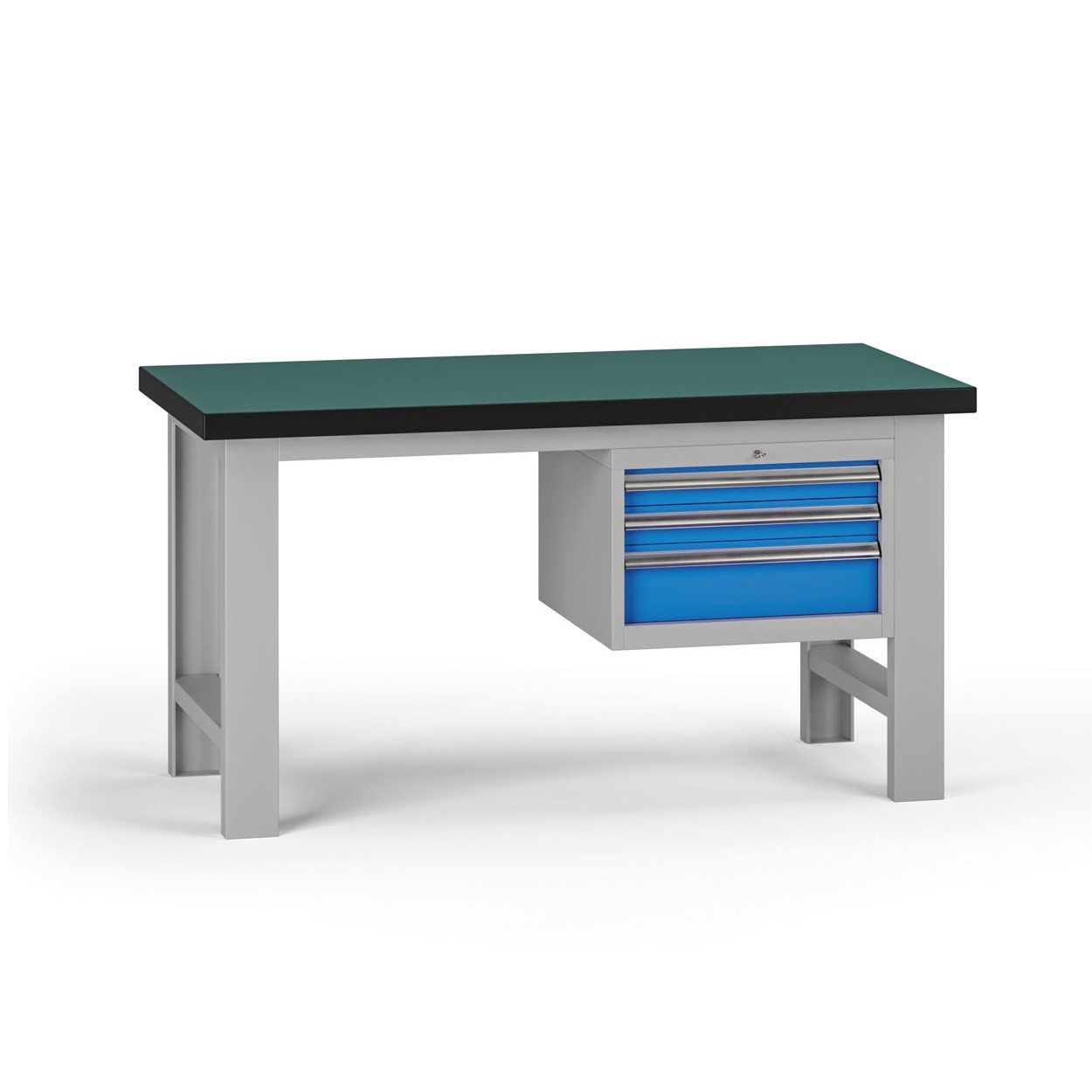 Fotografia produktu: Pracovný stôl do dielne G8, 1500 x 750 x 800 mm, 1x kontejner, 3 zásuvky, modrá