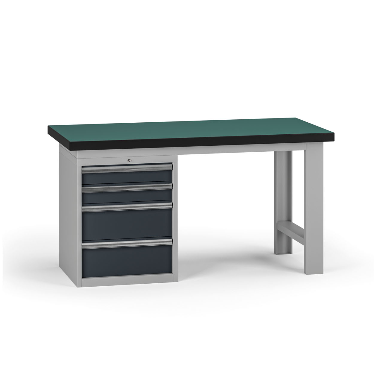 Fotografia produktu: Pracovný stôl do dielne G8, 1500 x 750 x 800 mm, 1x kontejner, 4 zásuvky, grafit