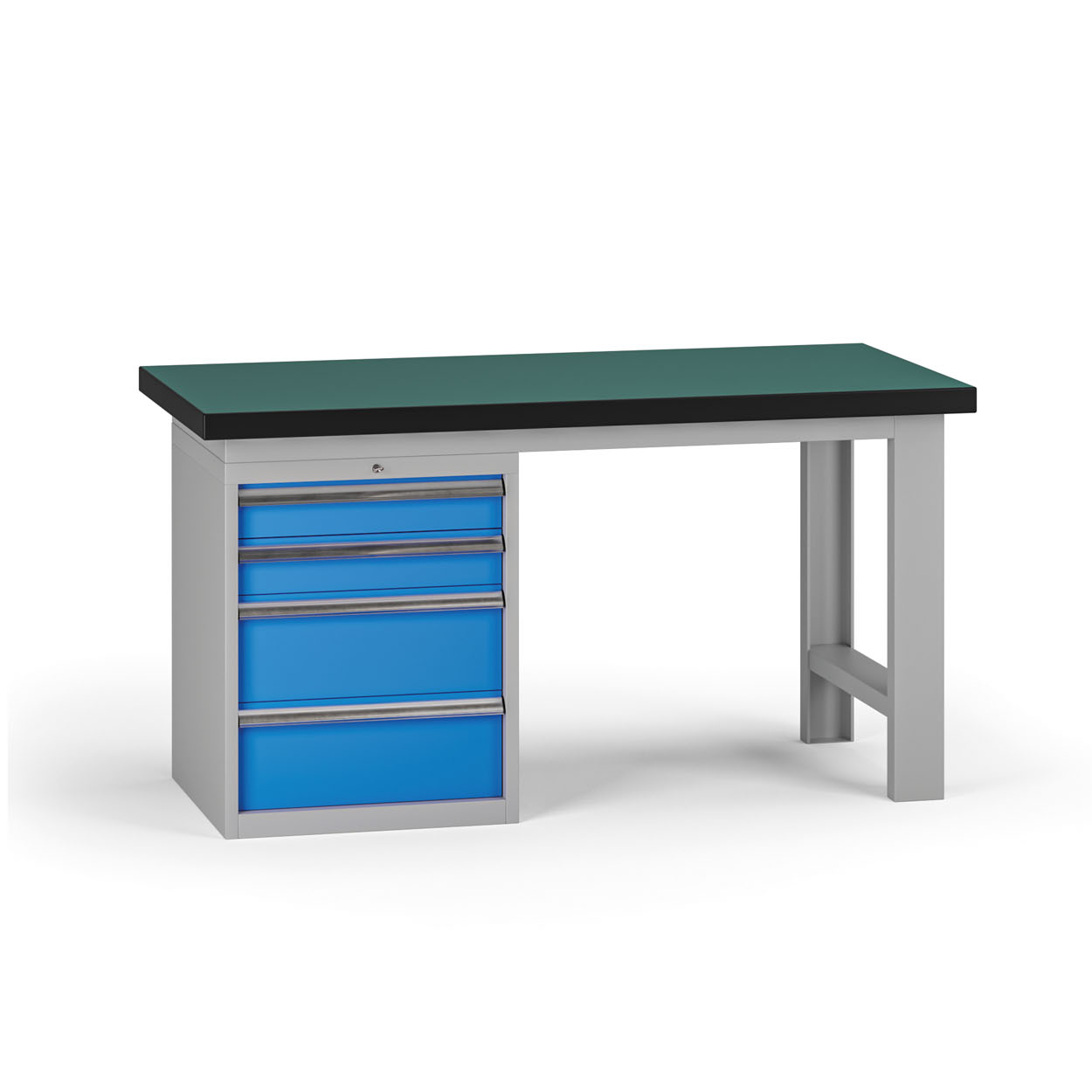 Fotografia produktu: Pracovný stôl do dielne G8, 1500 x 750 x 800 mm, 1x kontejner, 4 zásuvky, modrá
