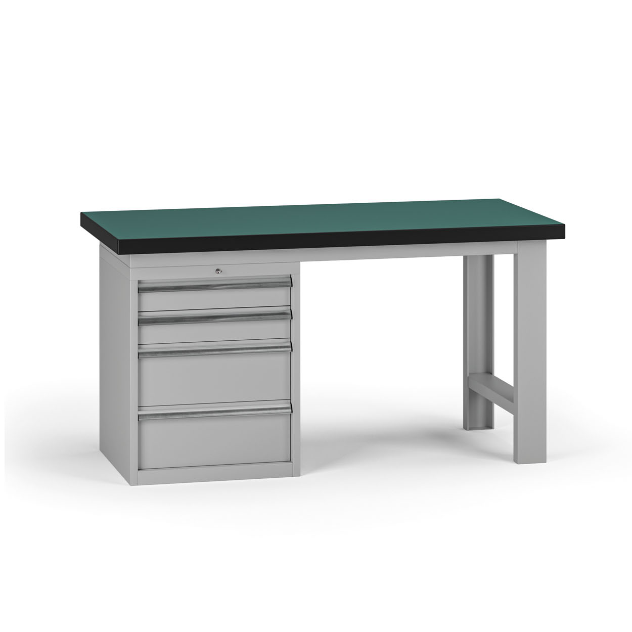 Fotografia produktu: Pracovný stôl do dielne G8, 1500 x 750 x 800 mm, 1x kontejner, 4 zásuvky, sivá