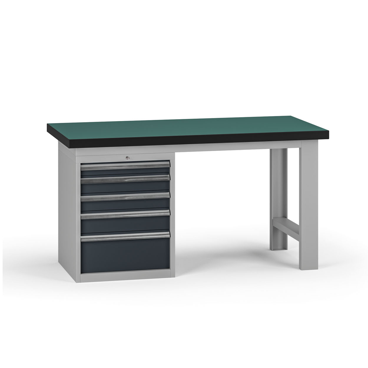 Fotografia produktu: Pracovný stôl do dielne G8, 1500 x 750 x 800 mm, 1x kontejner, 5 zásuviek, grafit