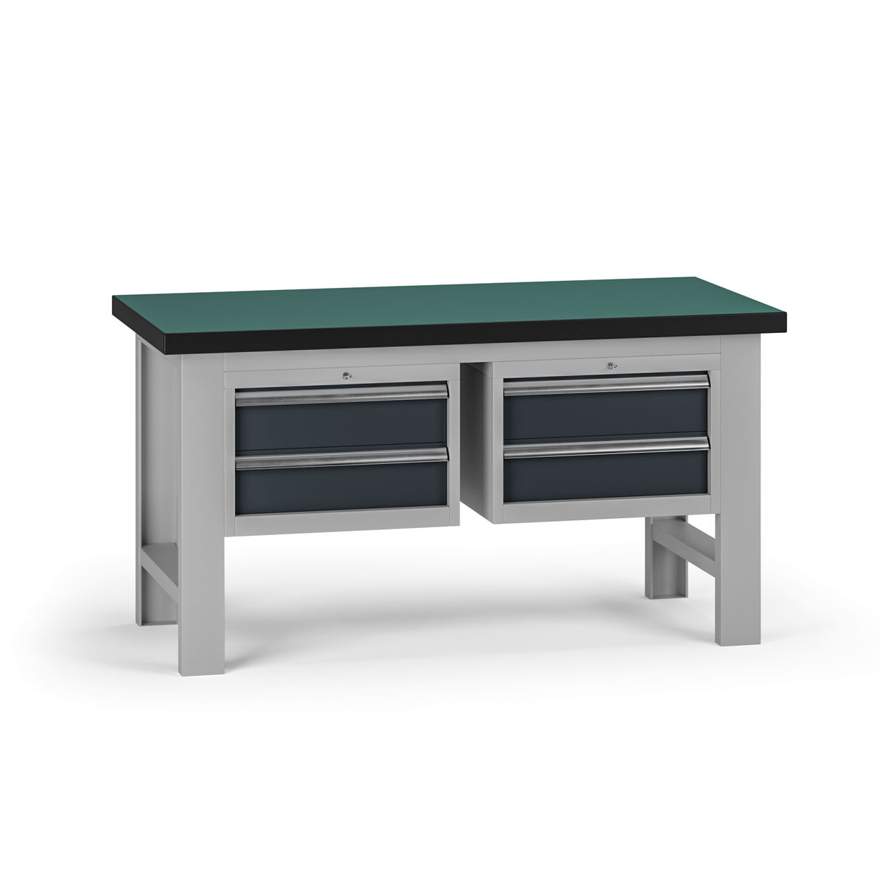Fotografia produktu: Pracovný stôl do dielne G8, 1500 x 750 x 800 mm, 2x kontejner, 4 zásuvky, grafit