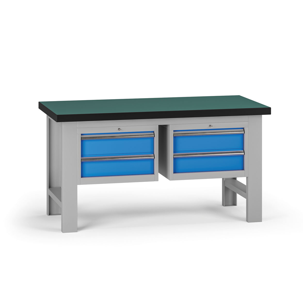 Fotografia produktu: Pracovný stôl do dielne G8, 1500 x 750 x 800 mm, 2x kontejner, 4 zásuvky, modrá