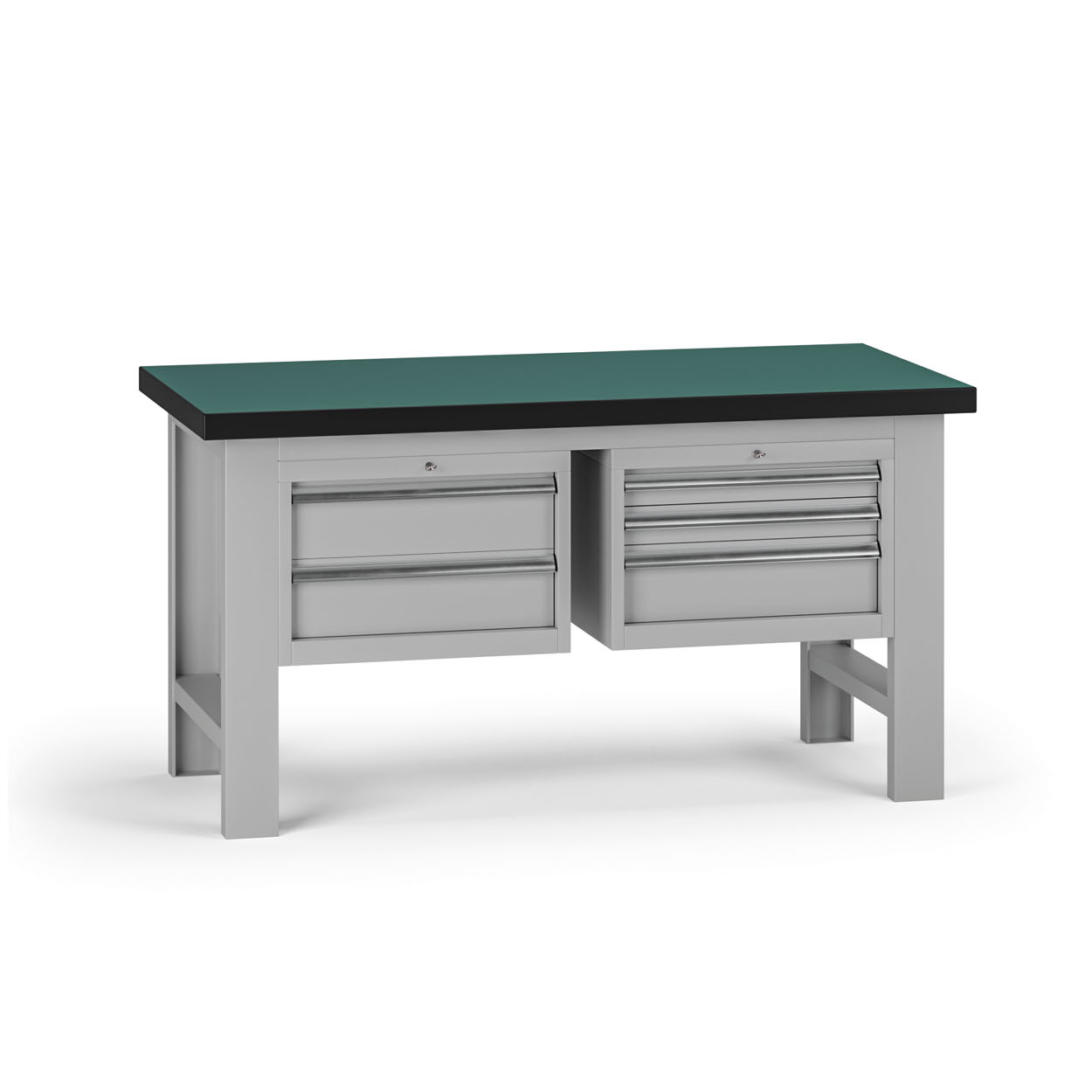 Fotografia produktu: Pracovný stôl do dielne G8, 1500 x 750 x 800 mm, 2x kontejner, 5 zásuviek, sivá